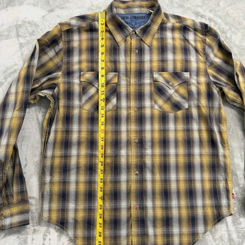 Levi's Authentic Jeanswear Men's Large Plaid Pearl Snap Western Shirt (Stain)